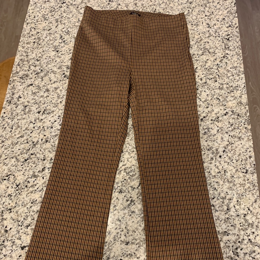 Brown Plaid Flare-trouser Pant-Loft-Size Small